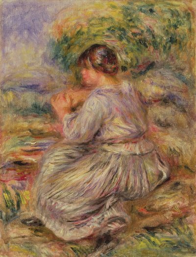 Meisje in Landschap, c.1914 door Pierre Auguste Renoir